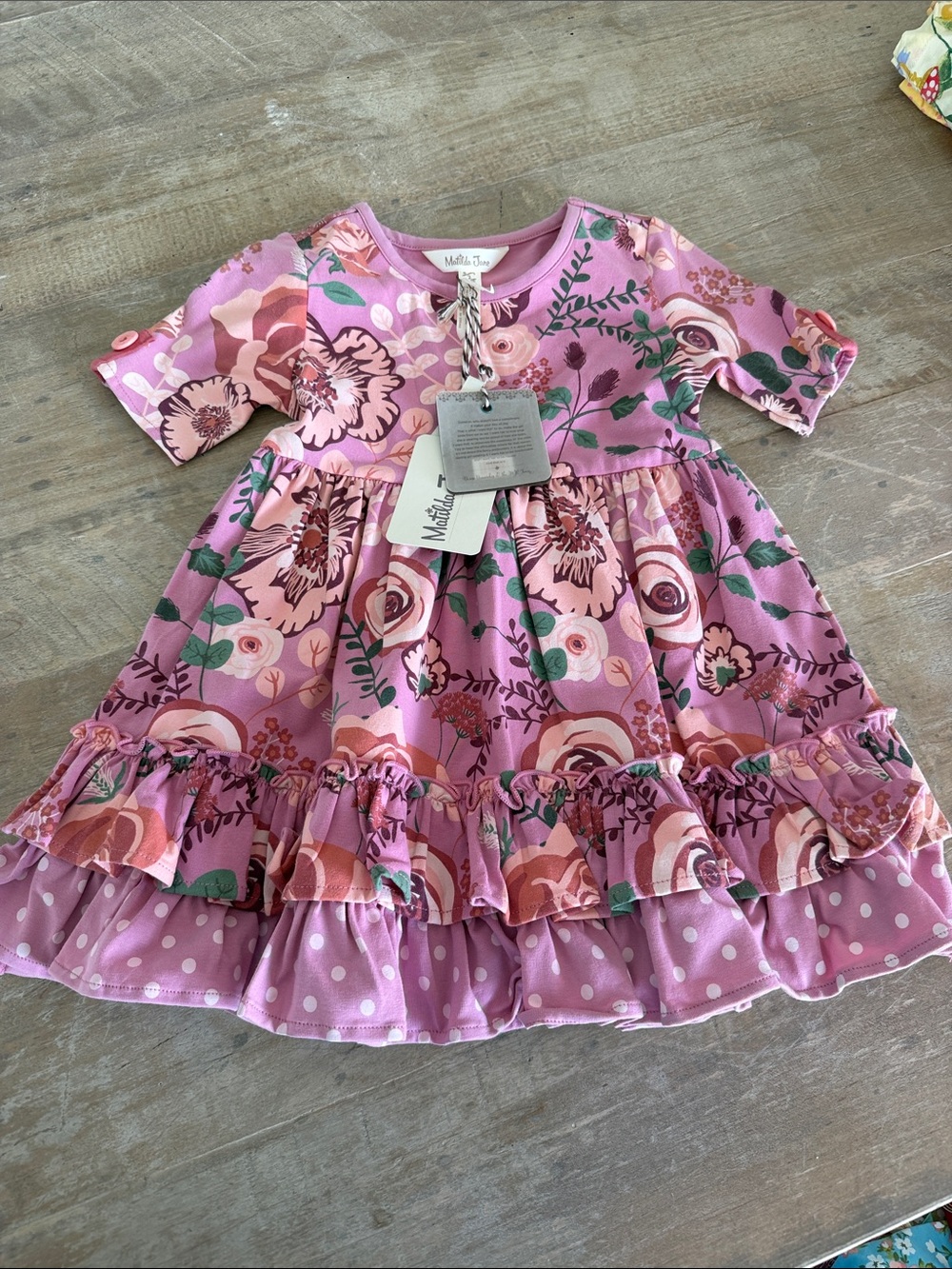 Matilda Jane Pink Floral Ruffle Hem Dress